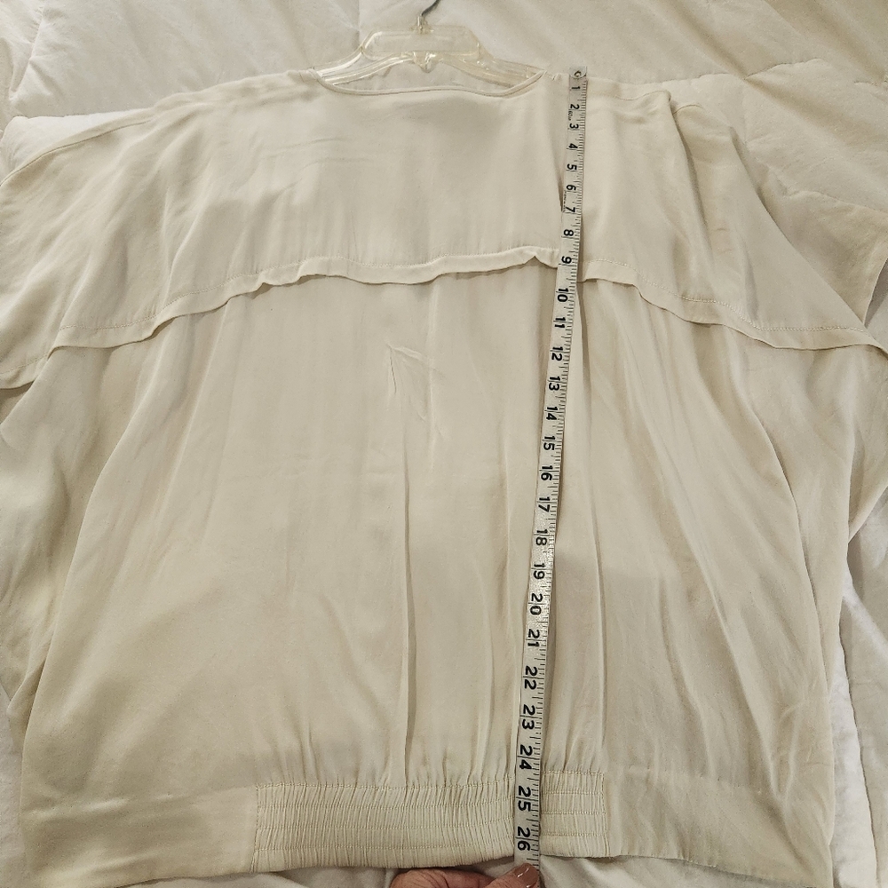 diane von furstenberg top Ivory Silk Pleated Size L Khalila Stretch - Picture 10 of 11
